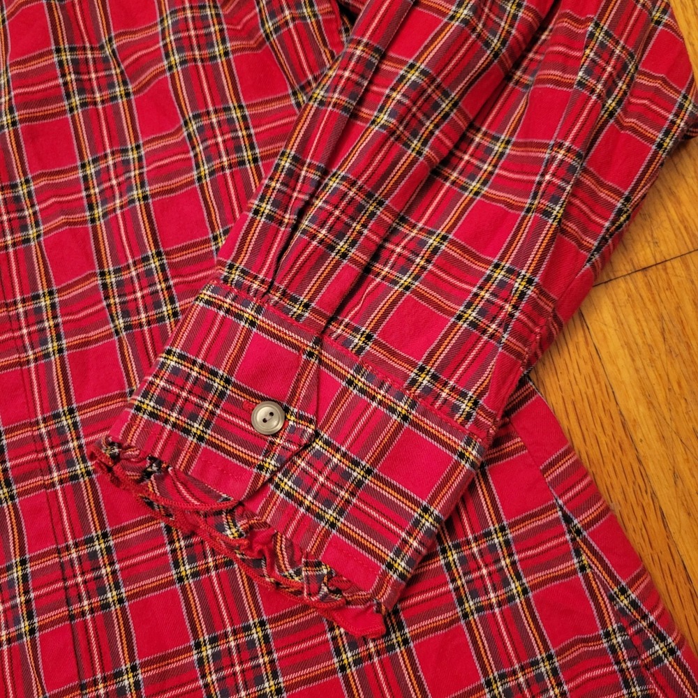Pendleton Petite Red Plaid Ruffled Button Front S… - image 2